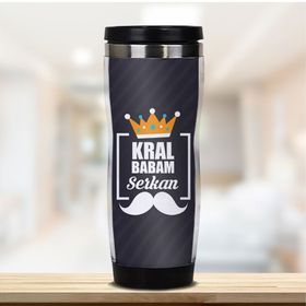 Hediyemen Kişiye Özel Kral Babam 0,4 lt Beyaz Termos