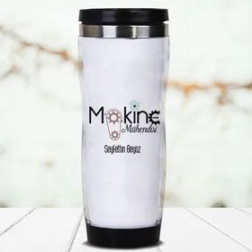 Hediyemen Makine Mühendisine Özel 0,4 lt Beyaz Termos
