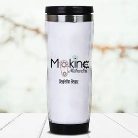 Hediyemen Makine Mühendislerine Hediye Kişiye Özel 0,4 lt Beyaz Termos