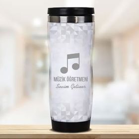 Hediyemen Müzik Öğretmenine Hediye 0,4 lt Beyaz Termos