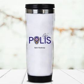 Hediyemen Polise Hediye Isimli 0,4 lt Beyaz Termos
