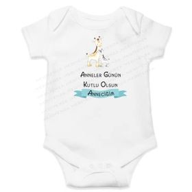 Hediyenza Anneler Günün Kutlu Olsun Anneciğim Baskılı Mavi Bebek Body