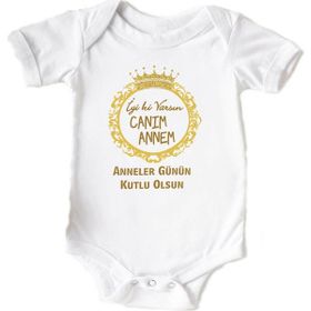 Hediyenza Canım Annem Baskılı Beyaz Bebek Body