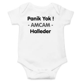 Hediyenza Panik Yok Amcam Halleder Baskılı Beyaz Bebek Body