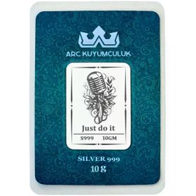 Hediyeye Özel 10 Gr Mikrofon Temalı 999 Ayar Gümüş İle Üretilmiş Gümüş Külçe