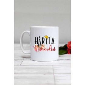 Hedizu Beyaz Harita Mühendisi Hediye Kupa Bardak
