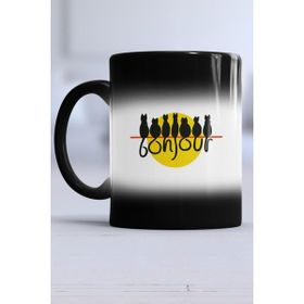 Hedizu Bonjour Kedi Siyah Kupa Bardak