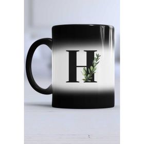 Hedizu Botanik H Harfli Siyah Kupa Bardak