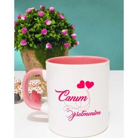 Hedizu Canım Öğretmenim Tasarımlı Öğretmenler Günü Hediyesi Pembe Kupa
