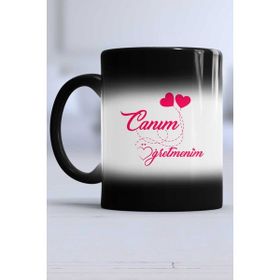 Hedizu Canım Öğretmenim Tasarımlı Öğretmenler Günü Hediyesi Siyah Kupa Bardak