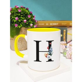 Hedizu Çiçekli Harf Tasarımlı H Sarı Kupa