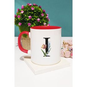 Hedizu Çiçekli Harf Tasarımlı I Kırmızı Kupa