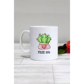 Hedizu Free Hug Kaktüs Beyaz Kupa