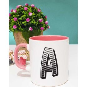 Hedizu Harf Tasarımlı A Harfli Pembe Kupa