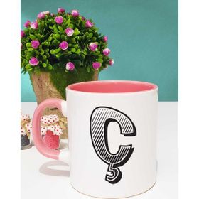 Hedizu Harf Tasarımlı Ç Harfli Pembe Kupa
