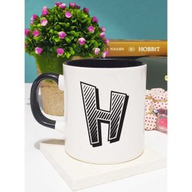 Hedizu Harf Tasarımlı H Harfli Siyah Kupa