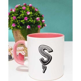 Hedizu Harf Tasarımlı Ş Harfli Pembe Kupa