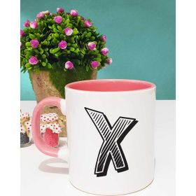 Hedizu Harf Tasarımlı x Harfli Pembe Kupa