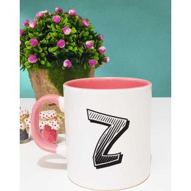Hedizu Harf Tasarımlı Z Harfli Pembe Kupa