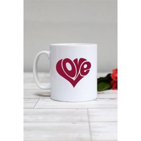 Hedizu Love Kalp Sevgiliye Hediye Beyaz Kupa
