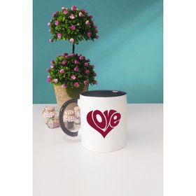 Hedizu Love Kalp Sevgiliye Hediye Siyah Kupa Bardak