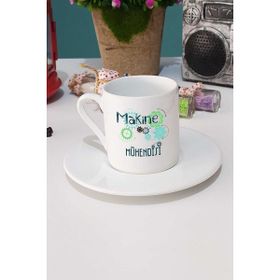Hedizu Makine Mühendisi Hediye Beyaz 70 ml Türk Kahvesi Fincanı