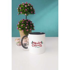 Hedizu Merry Christmas Yılbaşı Hediyesi Siyah Kupa Bardak