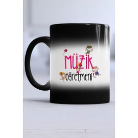 Hedizu Müzik Öğretmeni Hediye Siyah Kupa Bardak