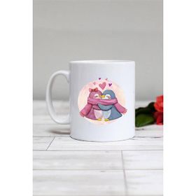 Hedizu Sevgililer Günü Hediyesi Penguenler Beyaz Kupa