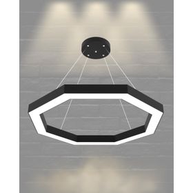 Hegza Lighting Octagon Ayarlanabilir Sarkıt Siyah 4000K Doğal Beyaz Modern Led Avize