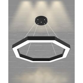 Hegza Lighting Octagon Ayarlanabilir Sarkıt Siyah 4000K Doğal Beyaz Modern Led Avize