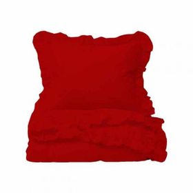 Helen George Vintage Fırfırlı Siyah Kırmızı Çift Kişilik Nevresim Takımı - HFR002