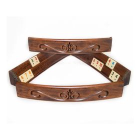 Helena Wood Art Elliptic Oval El Yapımı Masif Ahşap Oymalı Okey Takımı