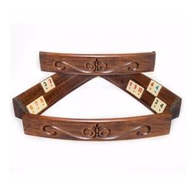 Helena Wood Art Elliptic Oval El Yapımı Masif Ahşap Oymalı Okey Takımı