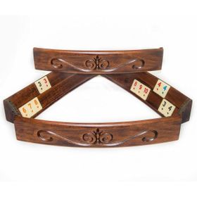 Helena Wood Art Elliptic Oval El Yapımı Masif Ahşap Oymalı Okey Takımı