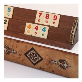 Helena Wood Art Kardelen Mozaikli Mazel El Yapımı Masif Ahşap Okey Takımı