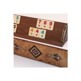 Helena Wood Art Kardelen Mozaikli Mazel El Yapımı Masif Ahşap Okey Takımı
