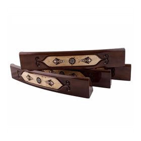 Helena Wood Art Mazel Mozaikli Oval Masif Okey Takımı