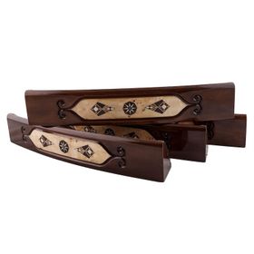 Helena Wood Art Mazel Mozaikli Oval Masif Okey Takımı