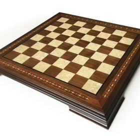 Helena Wood Ceviz 59x59 cm Art El Yapımı Masif Ahşap Sedefli Satranç Tablası