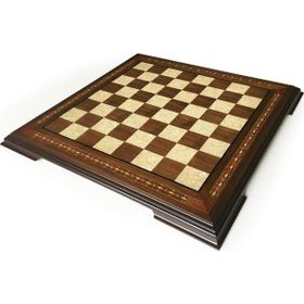 Helena Wood Ceviz 59x59 cm Art El Yapımı Masif Ahşap Sedefli Satranç Tablası