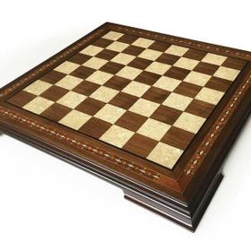 Helena Wood Ceviz 59x59 cm Art El Yapımı Masif Ahşap Sedefli Satranç Tablası
