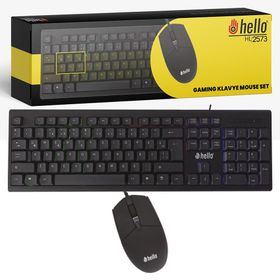 HELLO HL-2573 Işıklı Kablolu oyuncu Klavye Mouse Combo Set
