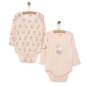 HelloBaby 2'li Açık Pembe Uzun Kol Kız Bebek Body