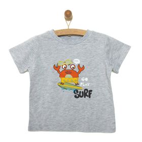HelloBaby Basic Baskılı Erkek Bebek Gri Melanj T-shirt
