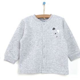 HelloBaby Basic Erkek Bebek Kapitoneli Gri Melanj Hırka