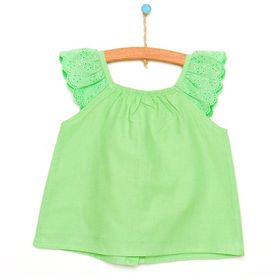 HelloBaby Basic Kız Bebek Fırfır Askılı Açık Yeşil Bluz