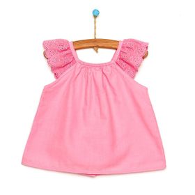 HelloBaby Basic Kız Bebek Pembe Fırfır Askılı Bluz
