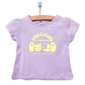 HelloBaby Kız Bebek Ekru Basic Çiçek Baskılı T-Shirt