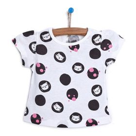 HelloBaby Kız Bebek Ekru Basic Çiçek Baskılı T-Shirt